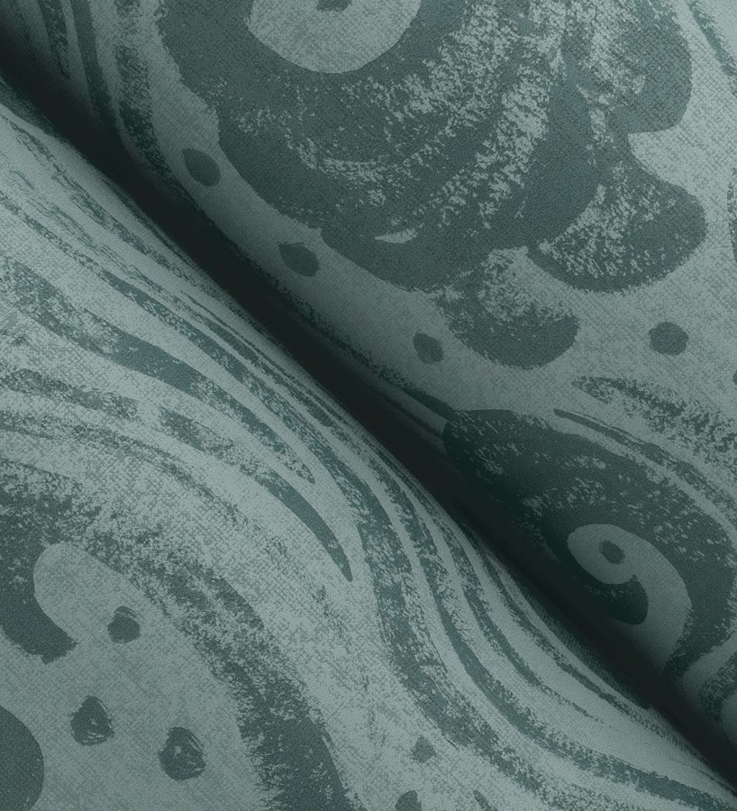 Papel pintado mar de olas rítmicas y espumosas en verde oscuro  Kai Oceanic 683971