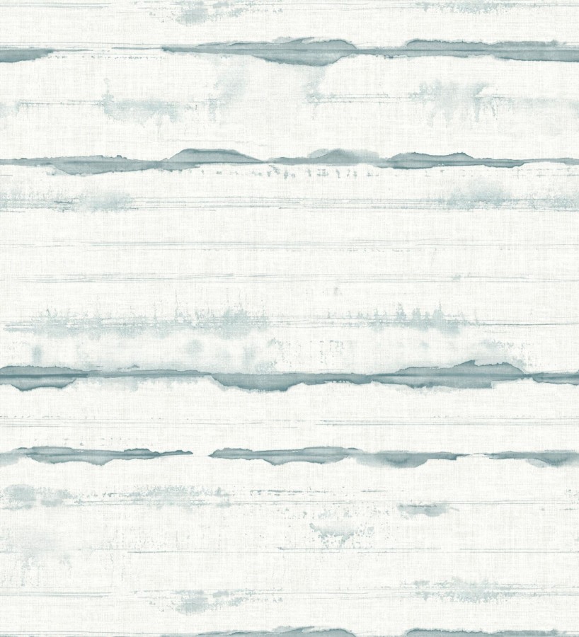 Papel pintado de rayas horizontales de acuarela azul petróleo sobre lienzo  Bering Horizon 683979