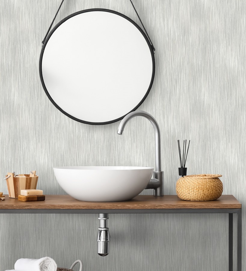 Papel pintado de plieges textil iluminado fondo nácar tonos grises  Silas Streaks 683981