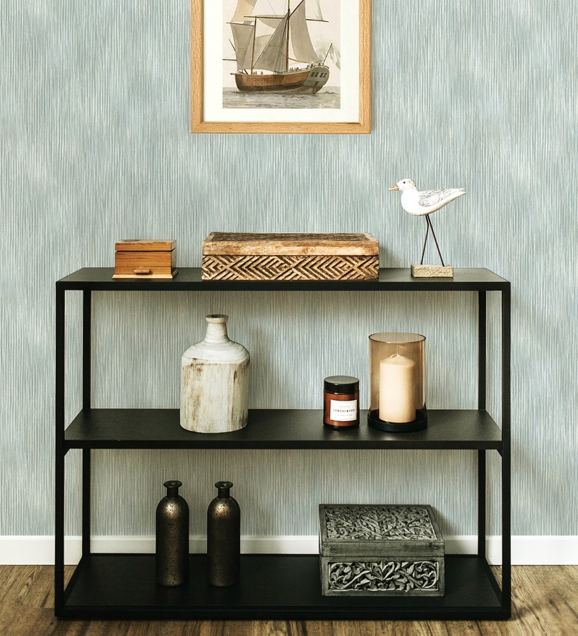 Papel pintado de plieges textil iluminado fondo nácar tonos verdes  Silas Streaks 683982