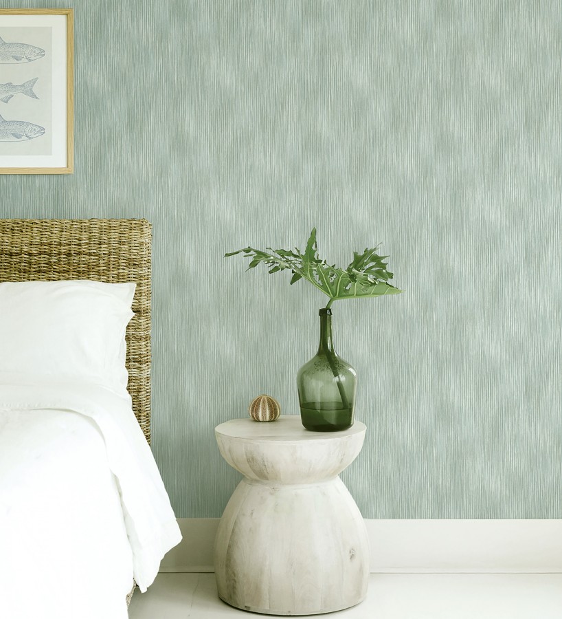 Papel pintado de plieges textil iluminado fondo nácar tonos verdes  Silas Streaks 683982