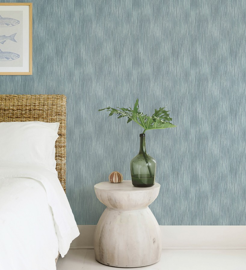 Papel pintado de plieges textil iluminado fondo nácar tonos azules  Silas Streaks 683983