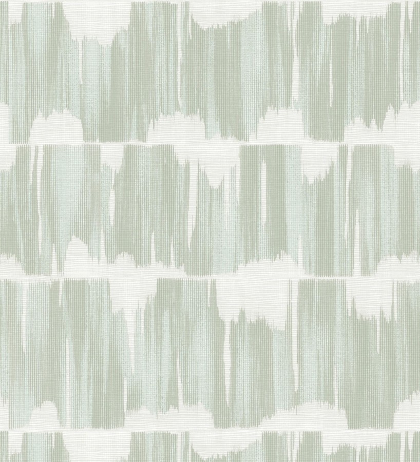 Papel pintado esencia de telar verde grisáceo estilo wabi sabi   Kira Ikat 683984