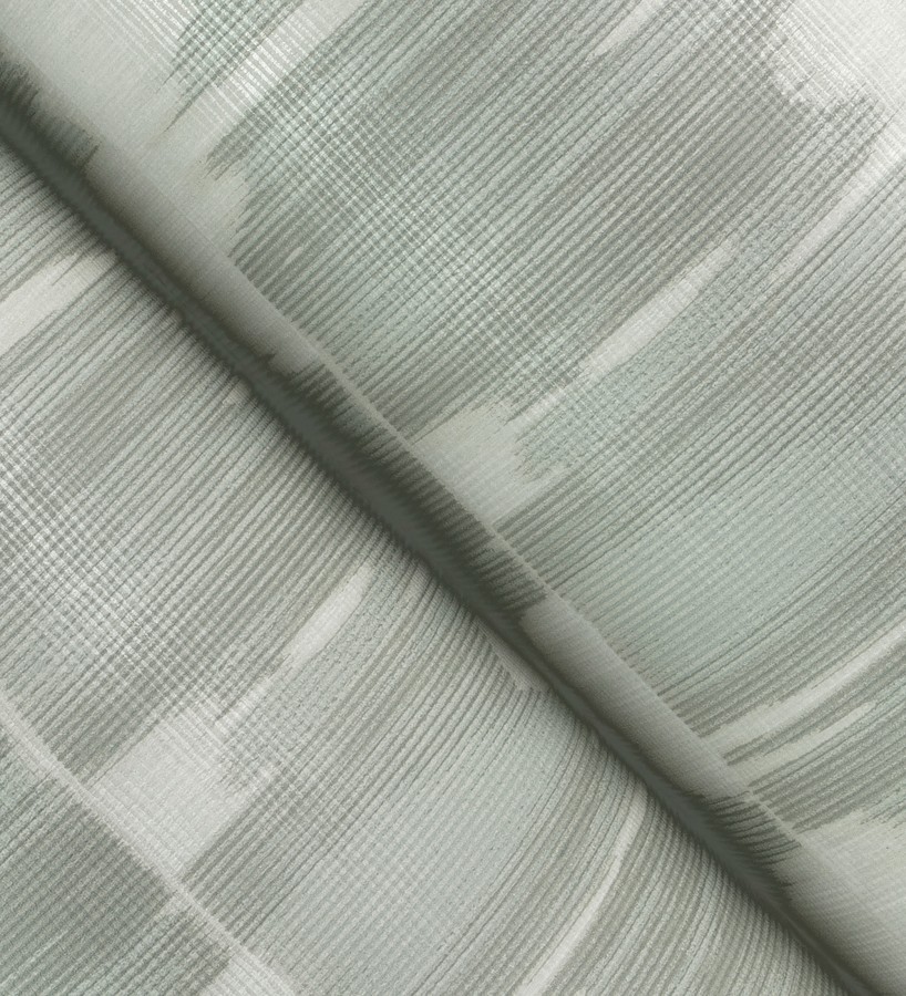 Papel pintado esencia de telar verde grisáceo estilo wabi sabi   Kira Ikat 683984