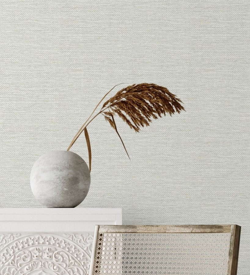 Papel pintado rafia con fibras de sisal teñido gris cálido   Studs Texture 683988