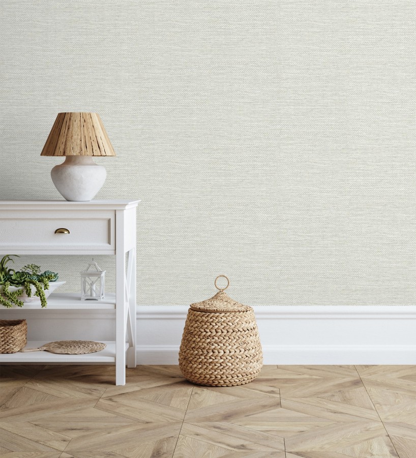 Papel pintado rafia con fibras de sisal teñido gris cálido   Studs Texture 683988