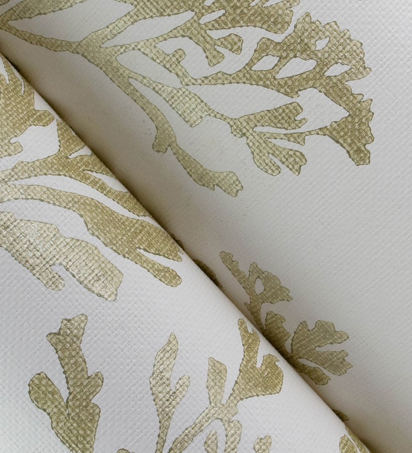 Papel pintado corales dorados dibujados sobre lienzo  Marina Coral 683994
