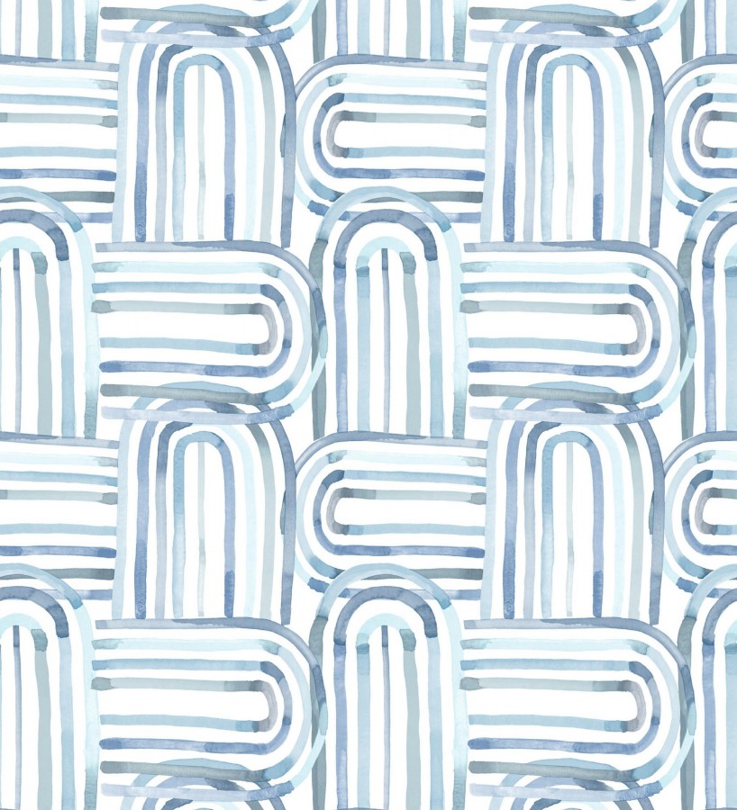 Papel pintado de arcos translúcidos tonos azules  Arlo Looping 684011