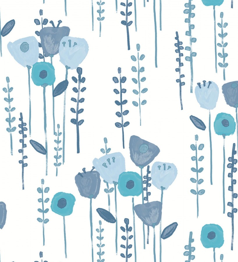 Papel pintado ramilletes de flores tonos azules  Freya Meadow 684012