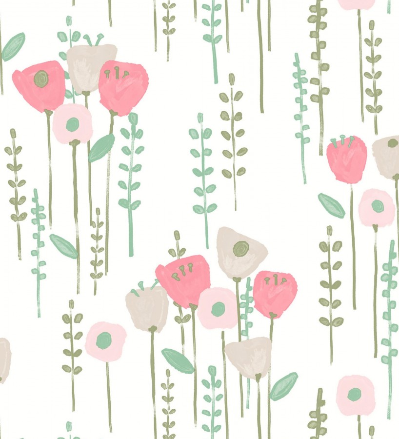 Papel pintado ramilletes de flores tonos rosa  Freya Meadow 684013