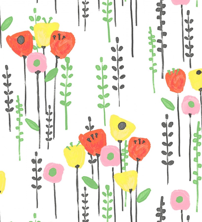 Papel pintado ramilletes de flores tonos amarillos rosas y amarillos  Freya Meadow 684014
