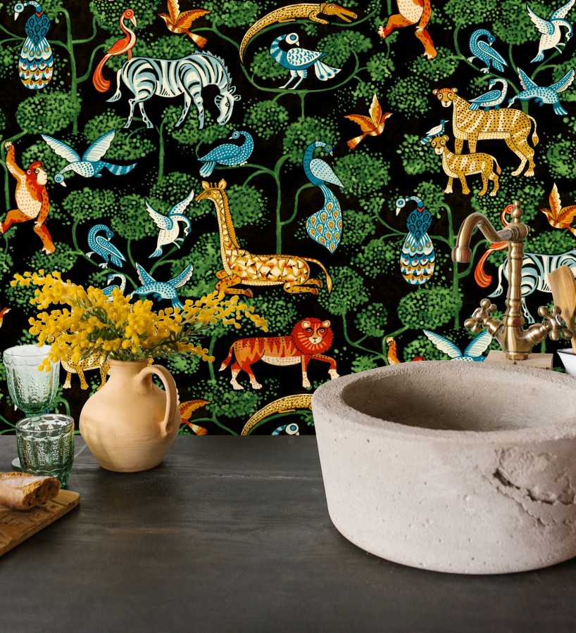 Papel pintado bestiario ilustrado en una selva de ensueño  Mowgli Wild 684022