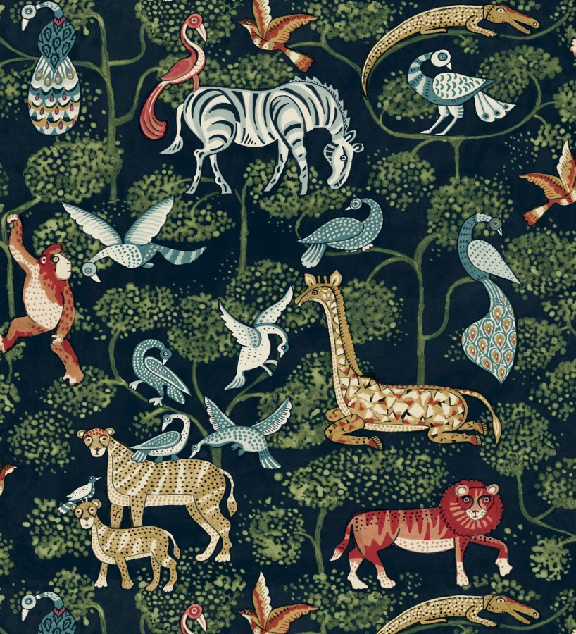 Papel pintado bestiario ilustrado en una selva de ensueño  Mowgli Wild 684023