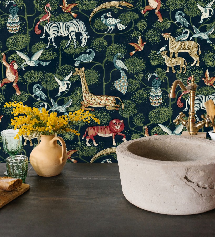Papel pintado bestiario ilustrado en una selva de ensueño  Mowgli Wild 684023