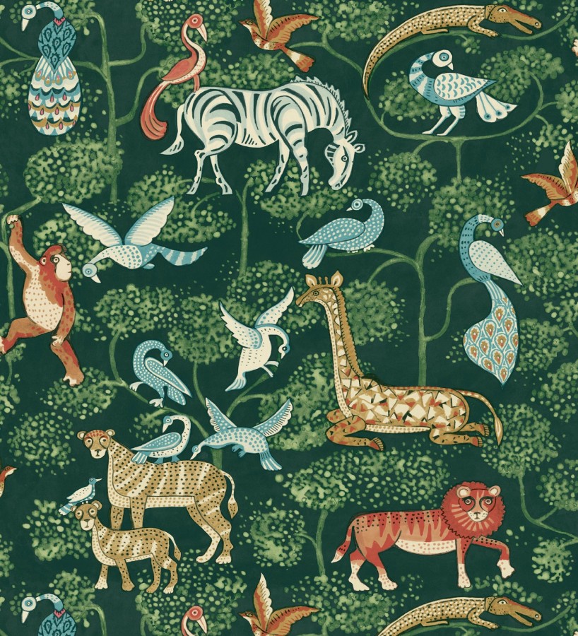 Papel pintado bestiario ilustrado en una selva de ensueño  Mowgli Wild 684024