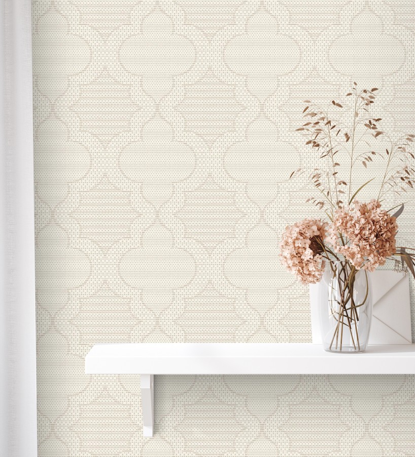 Papel pintado de cuadrifolios andalusíes color beige  Malik Mosaic 684029