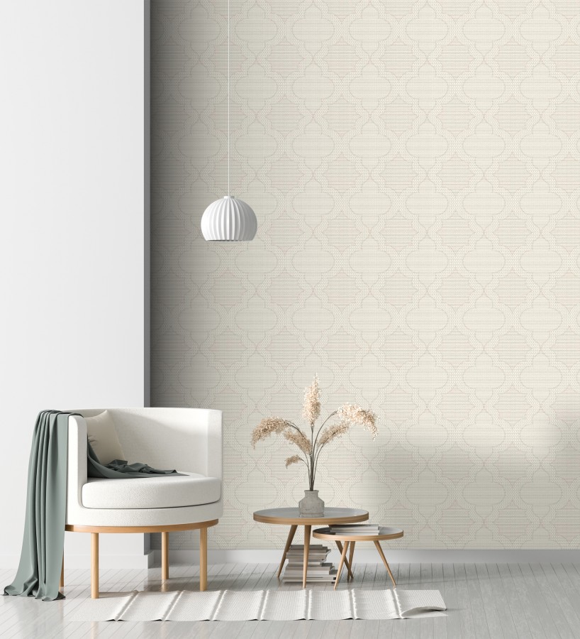 Papel pintado de cuadrifolios andalusíes color beige  Malik Mosaic 684029