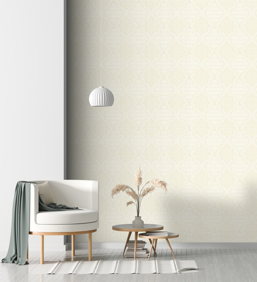 Papel pintado de cuadrifolios andalusíes color amarillo  Malik Mosaic 684030
