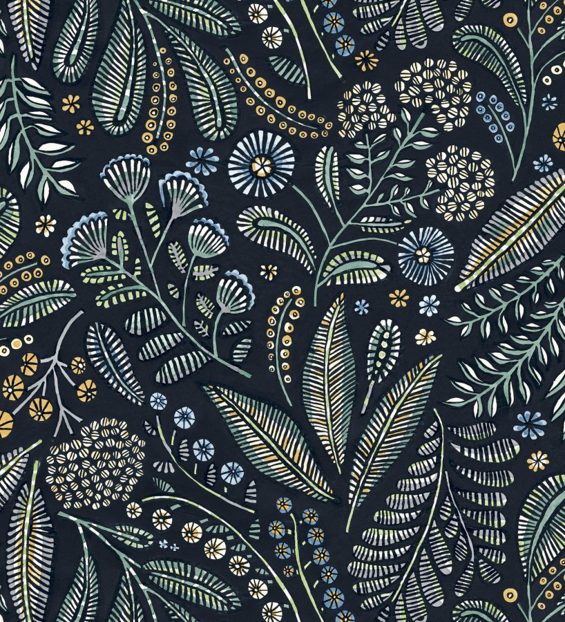 Papel pintado botánico de flores silvestres estilo folk  Sari Folk 684031