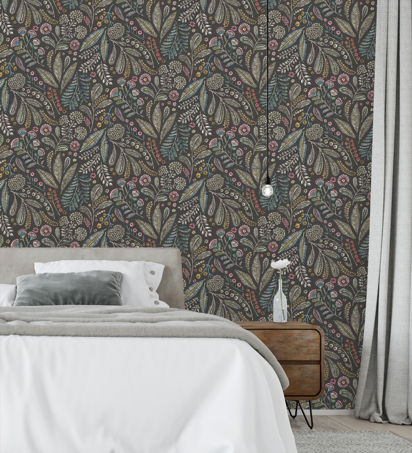 Papel pintado botánico de flores silvestres estilo folk  Sari Folk 684032