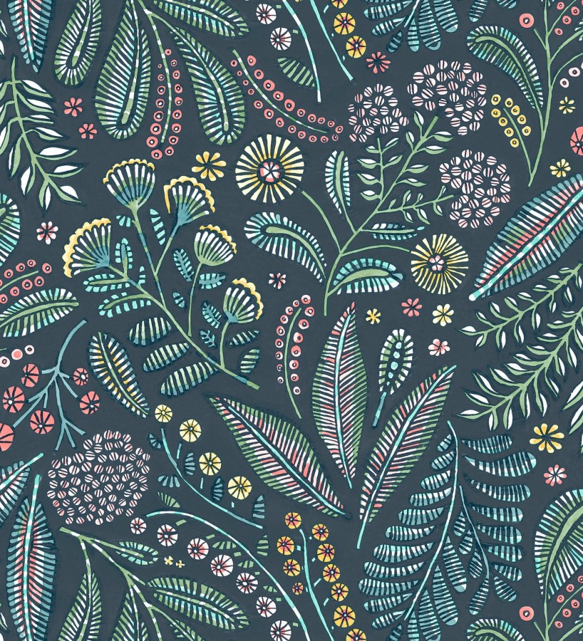 Papel pintado botánico de flores silvestres estilo folk  Sari Folk 684033