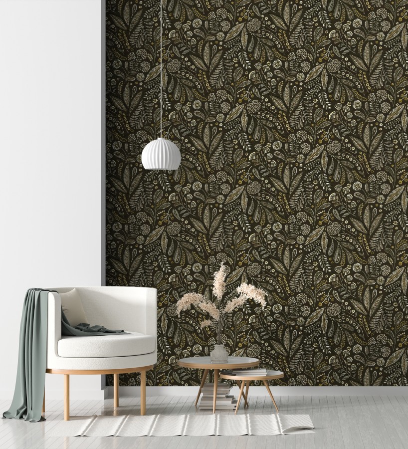 Papel pintado botánico de flores silvestres estilo folk  Sari Folk 684034