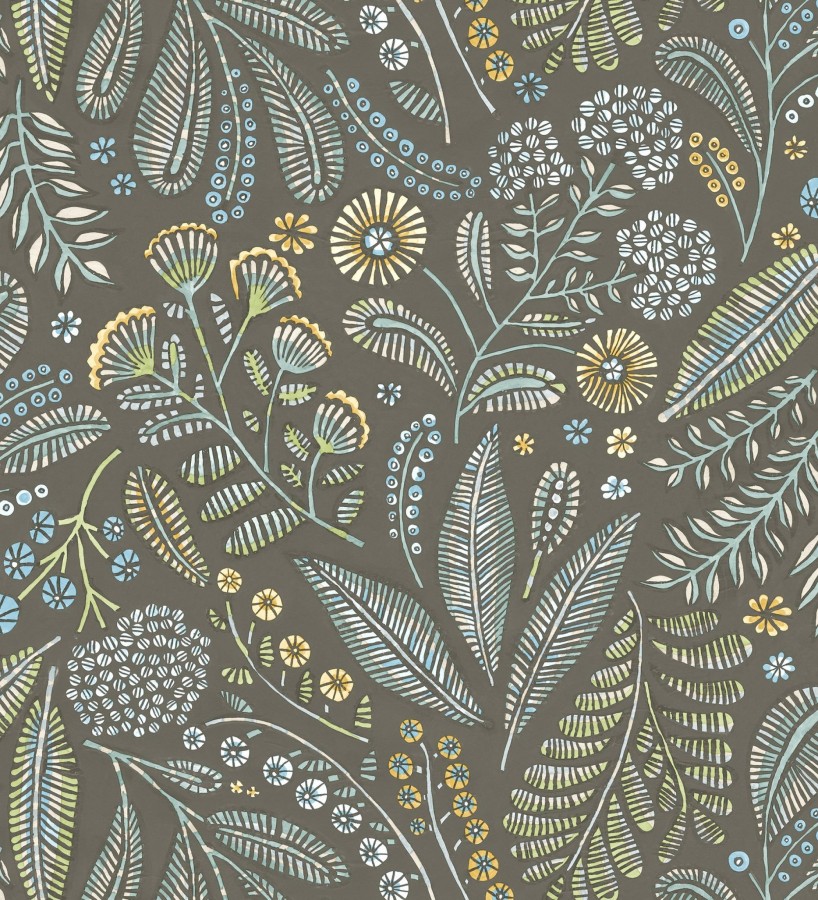 Papel pintado botánico de flores silvestres estilo folk  Sari Folk 684035