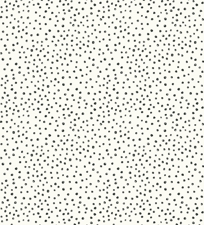Papel pintado de motas de pintura negra fondo blanco  Pia Polka 684040