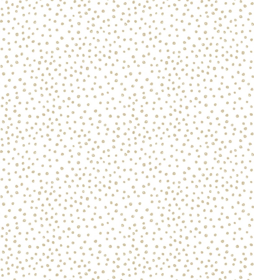 Papel pintado de motas de pintura oro fondo blanco  Pia Polka 684041