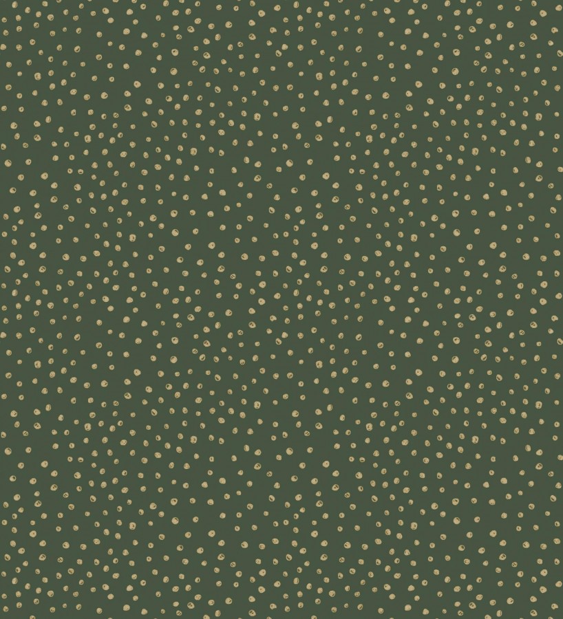 Papel pintado de motas de pintura oro fondo verde oscuro  Pia Polka 684042