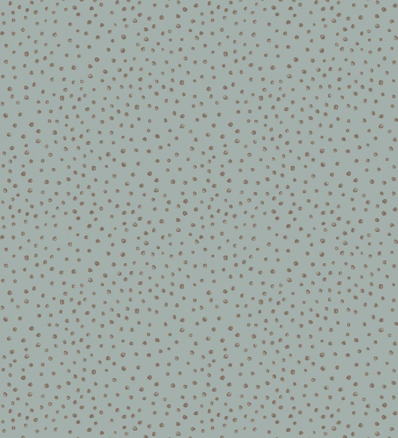 Papel pintado de motas de pintura cobriza fondo cian grisáceo  Pia Polka 684043