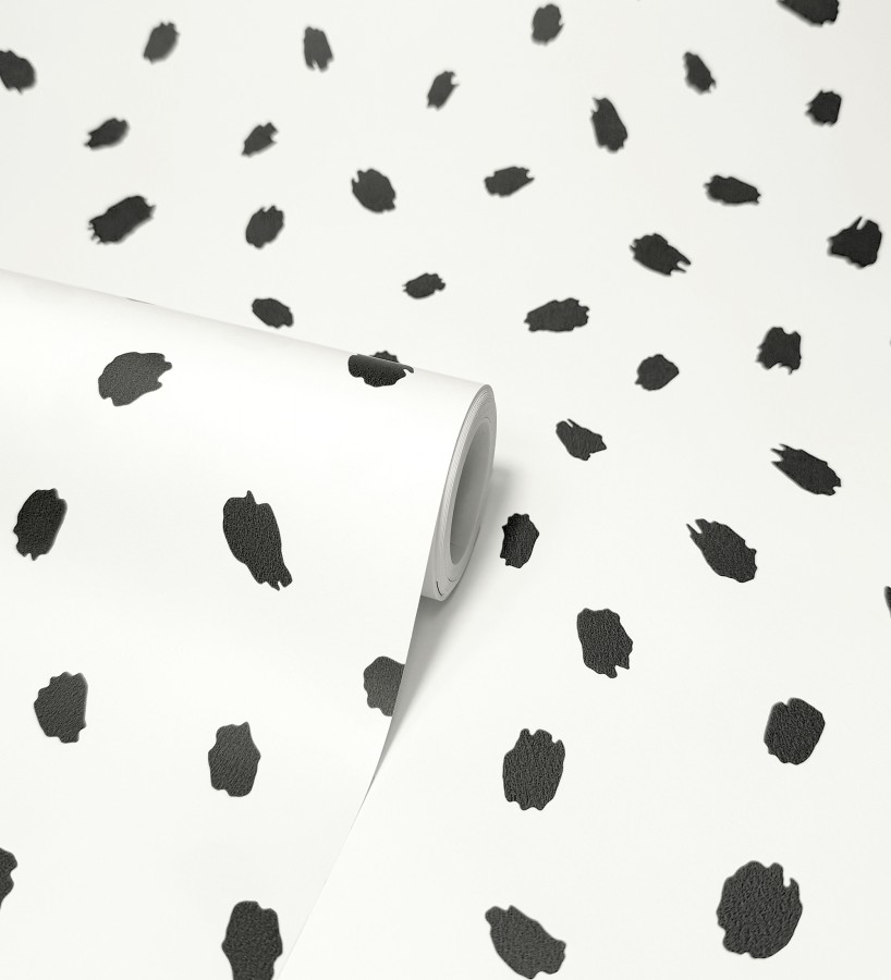 Papel pintado de puntos pintados a pincel color negro  Finn Blot 684048