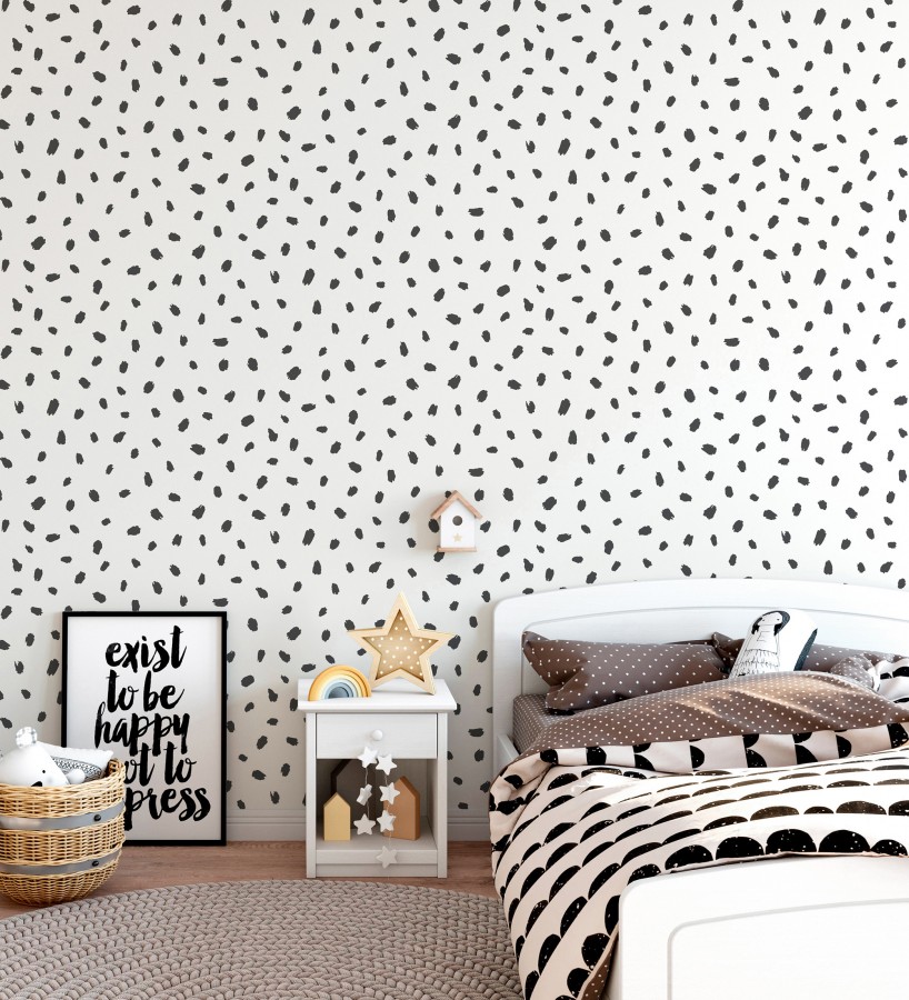 Papel pintado de puntos pintados a pincel color negro  Finn Blot 684048