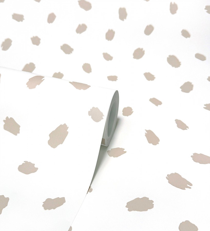 Papel pintado de puntos pintados a pincel color beige  Finn Blot 684049