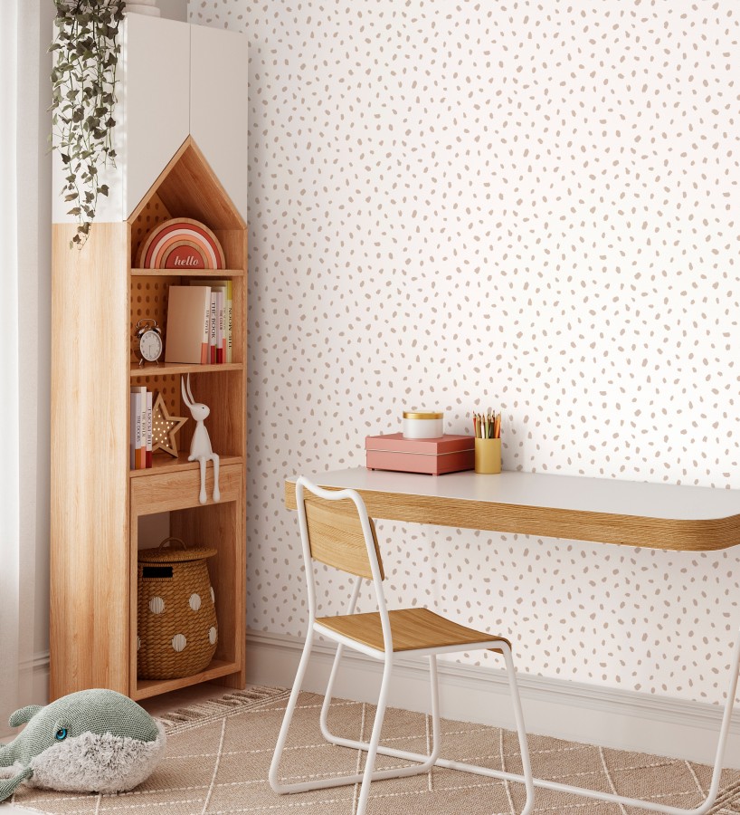 Papel pintado de puntos pintados a pincel color beige  Finn Blot 684049