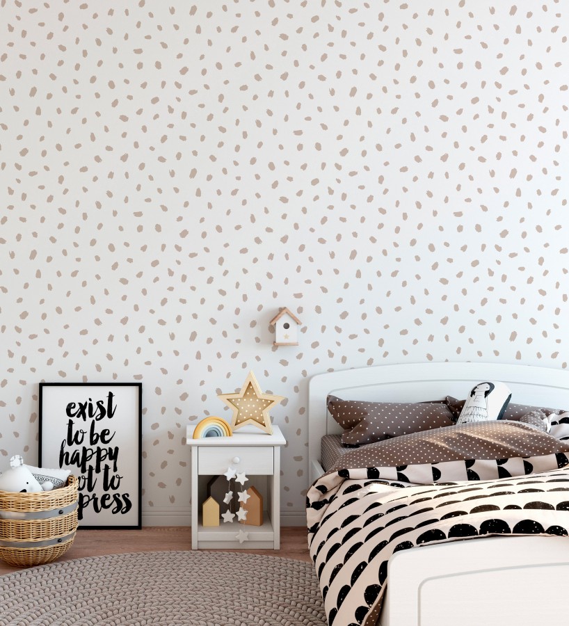 Papel pintado de puntos pintados a pincel color beige  Finn Blot 684049