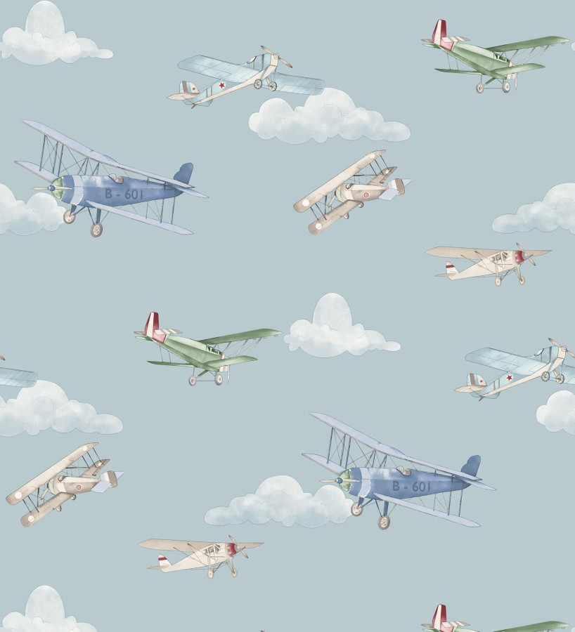 Papel pintado de aviones y nubes artísticas fondo azul  Bastian Aviator 684054