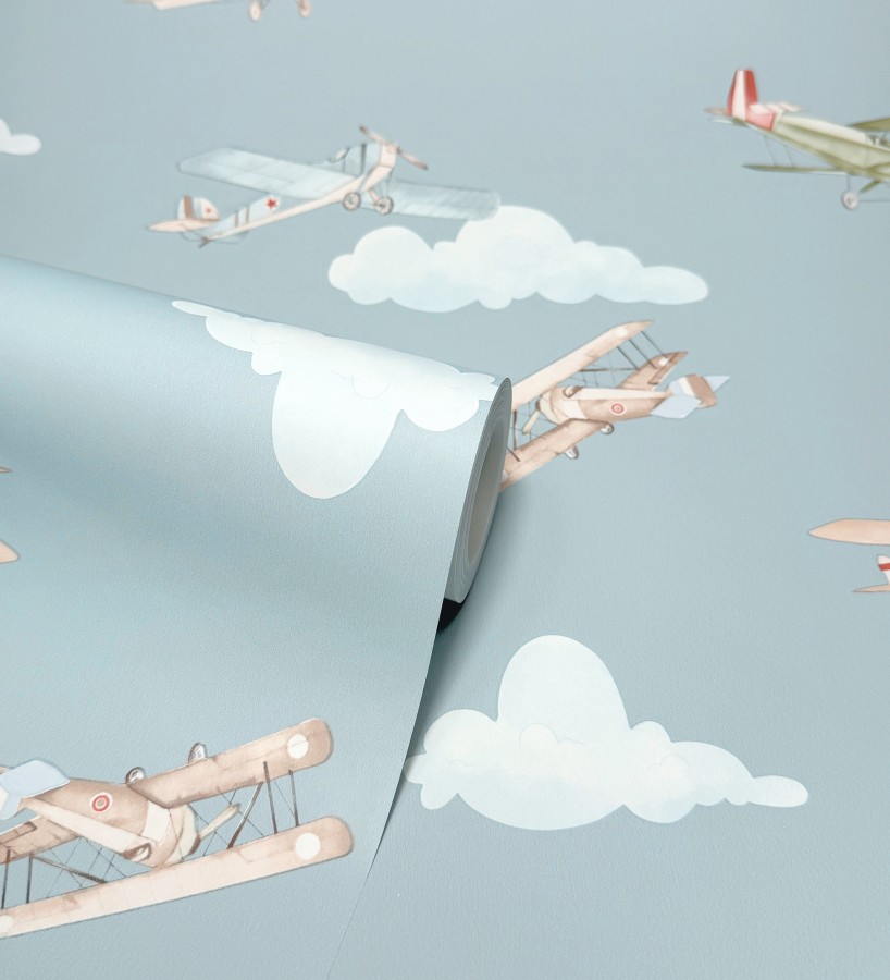 Papel pintado de aviones y nubes artísticas fondo azul  Bastian Aviator 684054