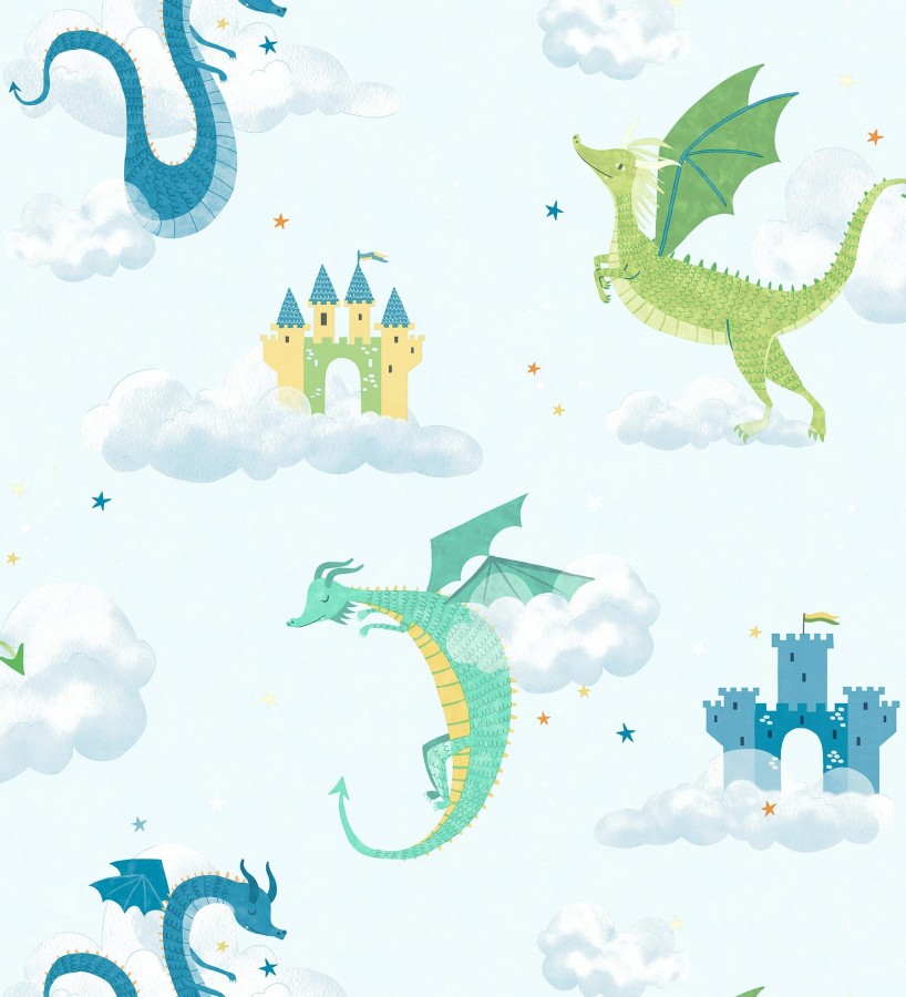 Papel pintado dragones y castillos mágicos en cielo de ensueño  Noah Dragon 684056