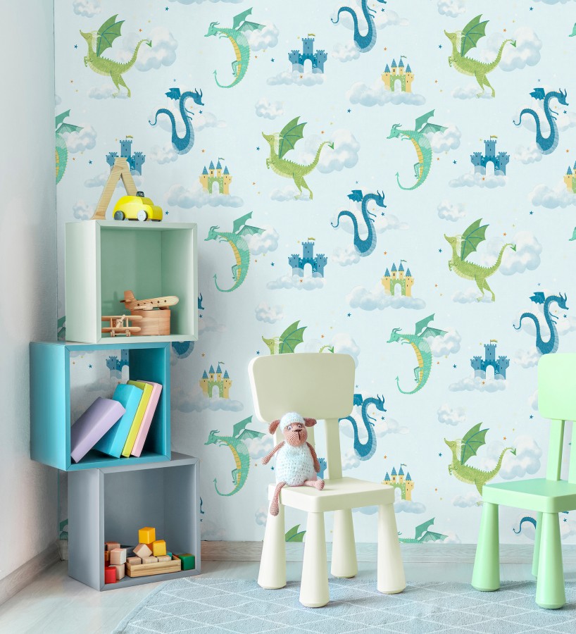 Papel pintado dragones y castillos mágicos en cielo de ensueño  Noah Dragon 684056