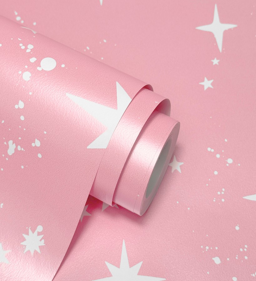 Papel pintado estrellas y polvo estelar rosa infantil  Stella Magic 684072