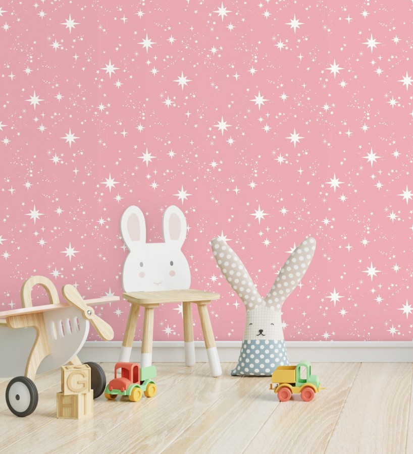 Papel pintado estrellas y polvo estelar rosa infantil  Stella Magic 684072