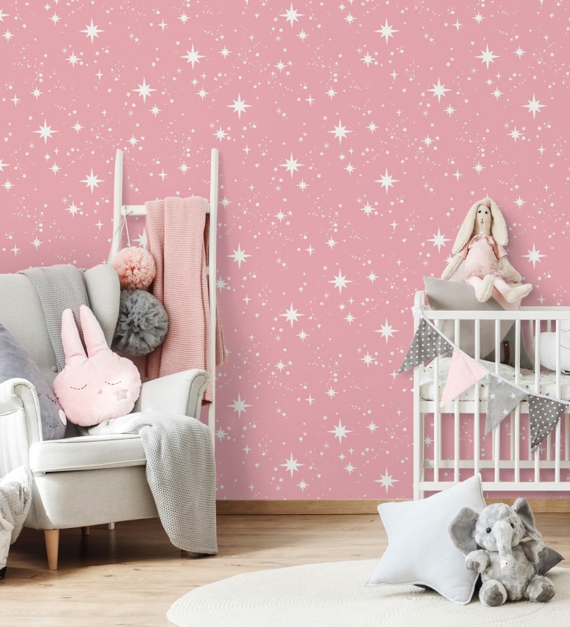 Papel pintado estrellas y polvo estelar rosa infantil  Stella Magic 684072
