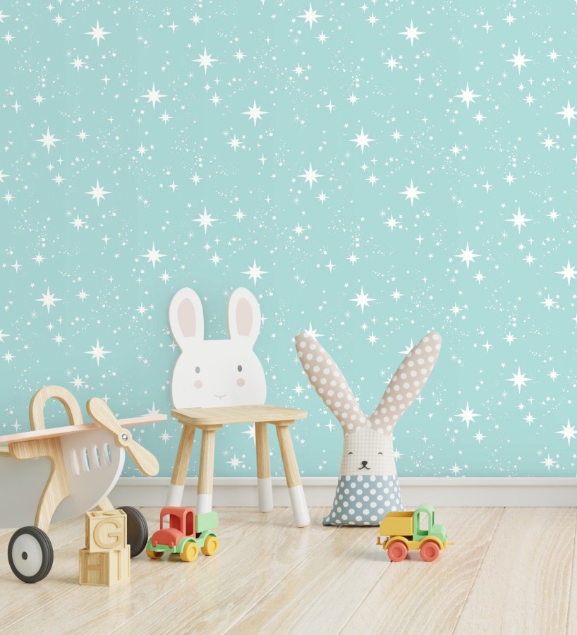 Papel pintado estrellas y polvo estelar azul infantil  Stella Magic 684073