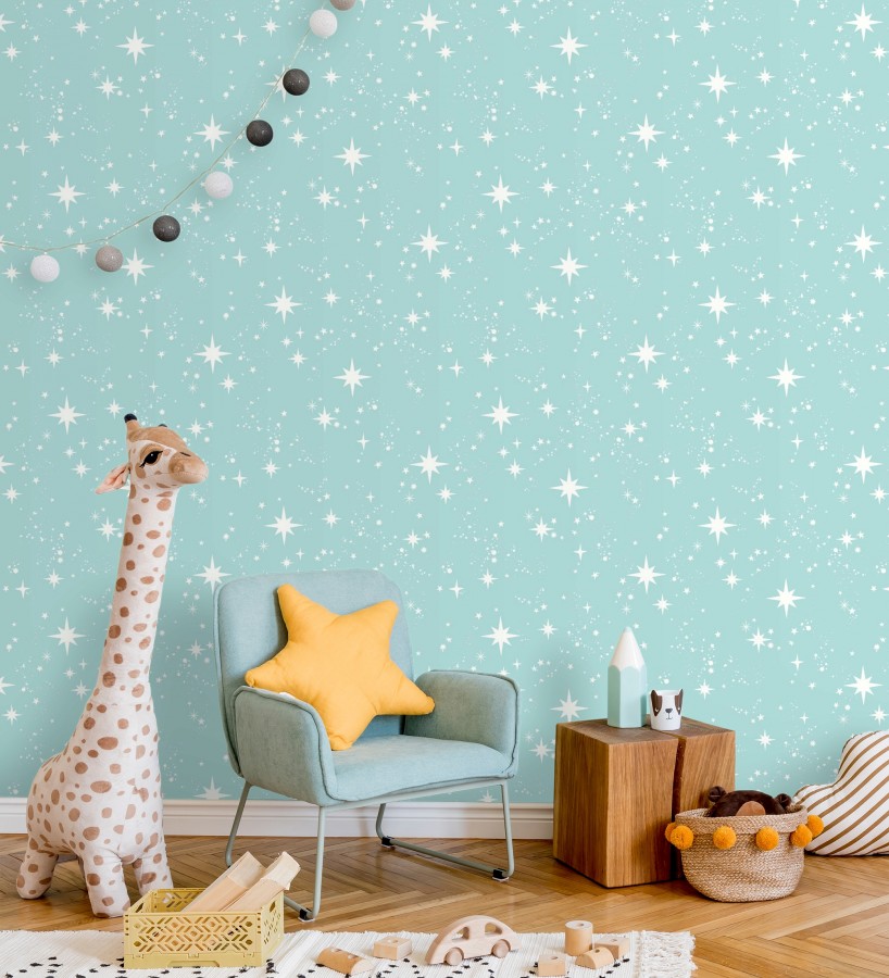 Papel pintado estrellas y polvo estelar azul infantil  Stella Magic 684073