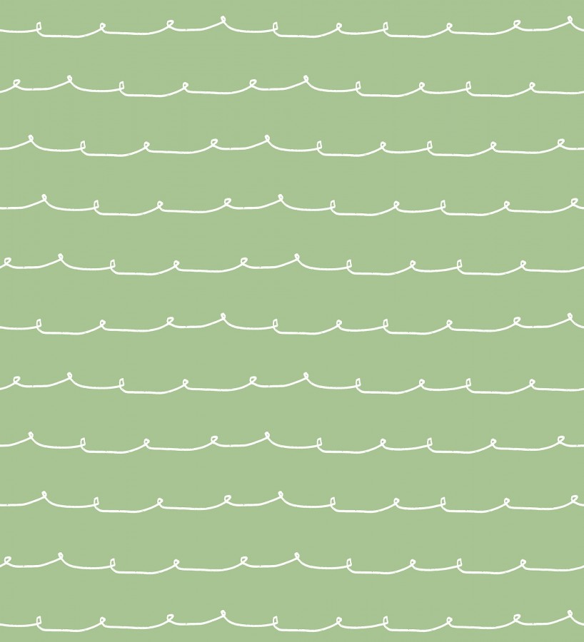 Papel pintado ondas blancas minimalistas fondo color verde pistacho  Zoe Wavy 684077