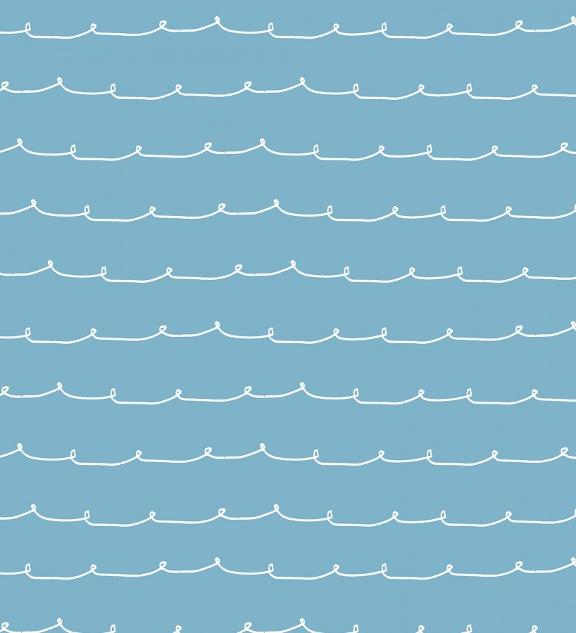 Papel pintado ondas blancas minimalistas fondo color azul cielo  Zoe Wavy 684078