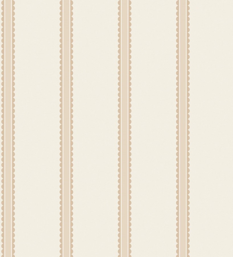Papel pintado rayas beige festoneadas infantil  Olivia Wavy 684081