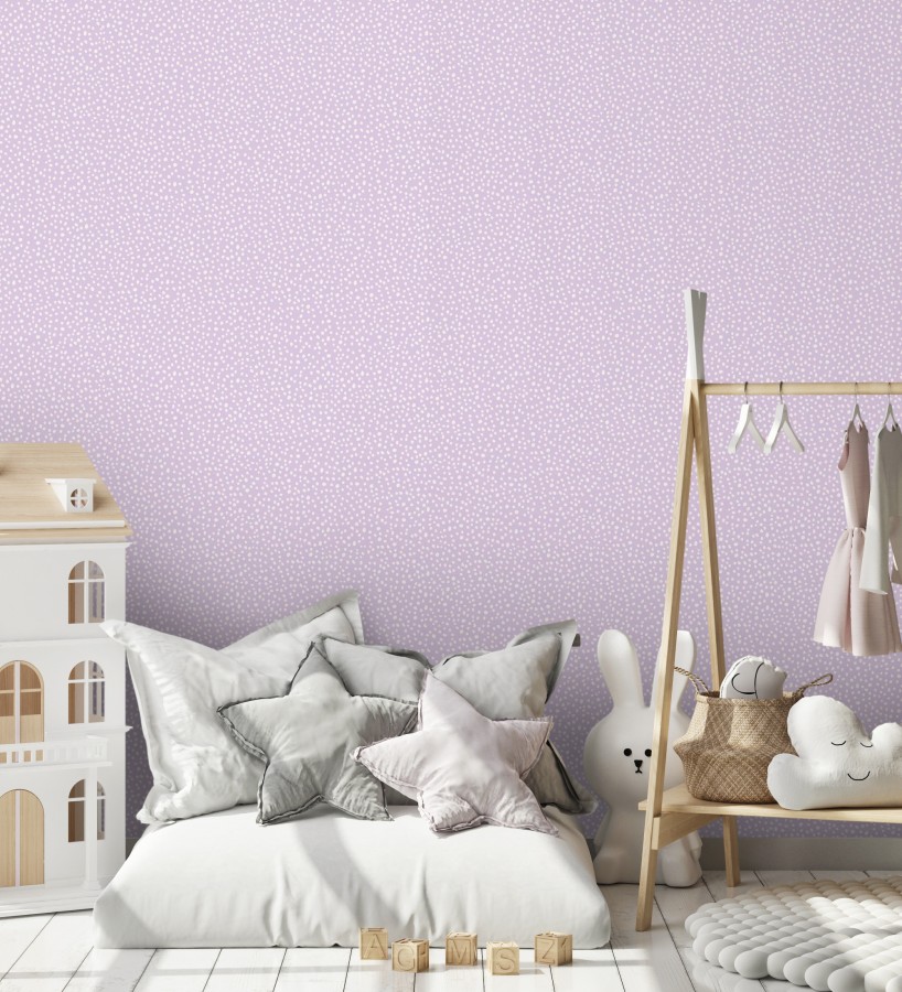 Papel pintado malva de puntos blancos delicado infantil  Bianca Dot 684085