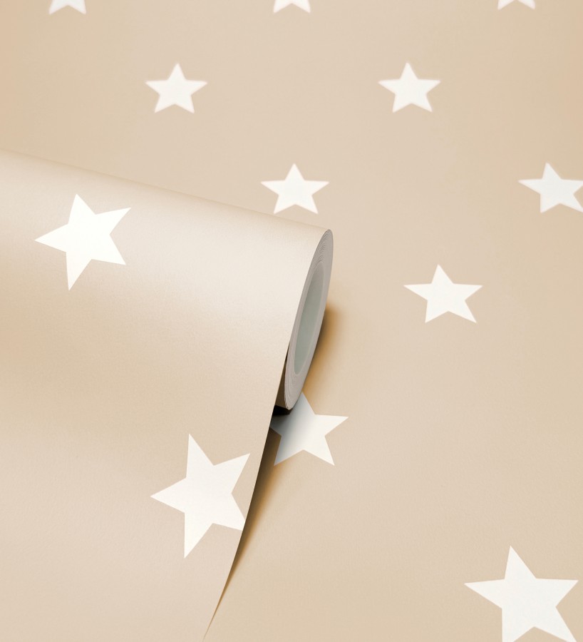 Papel pintado de estrellas fondo beige estilo infantil nórdico  Stella 684087
